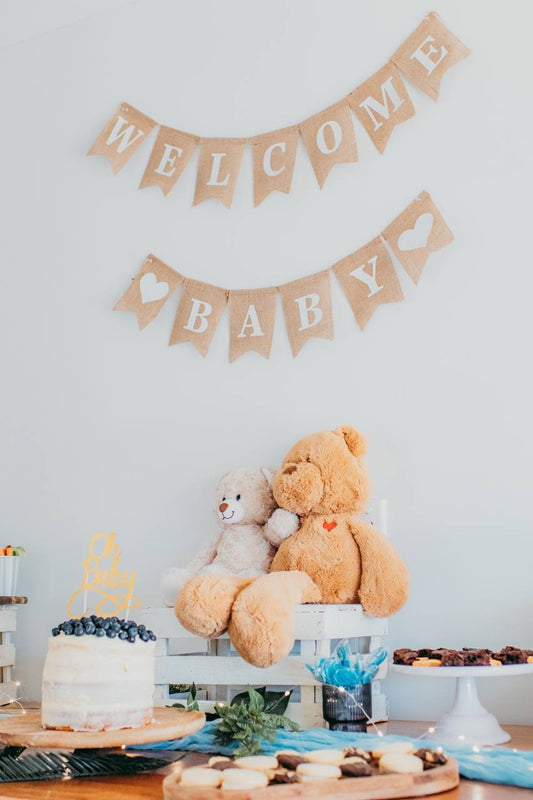 Burlap WELCOME BABY bunting