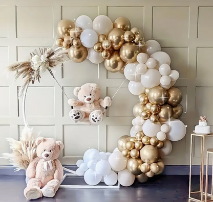 119pcs,  White Balloon Garland Set Metallic Champagne Gold Balloons